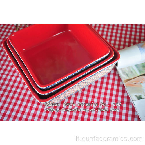 Bakeware quadrato dipinte a mano diverse senza manico